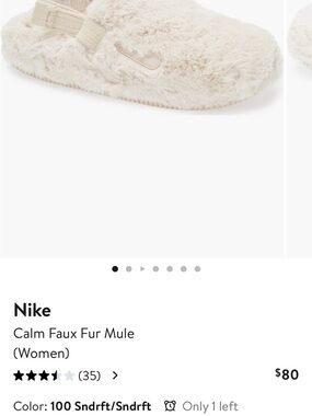 Nike Calm Faux Fur Mule in Sandrift Cream